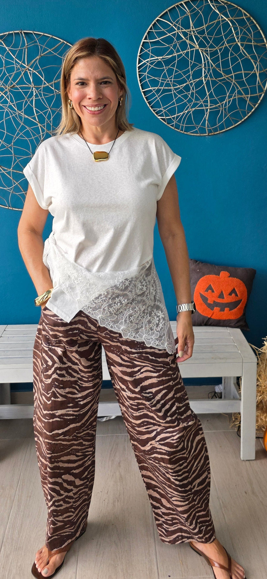 Zebra Barrel Pants