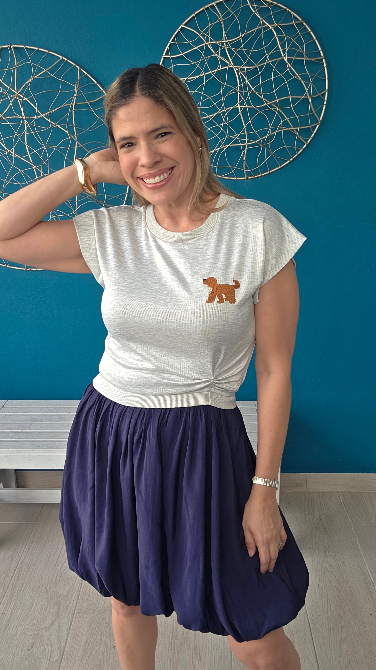 Puppy Asymmetrical Illussion Dress