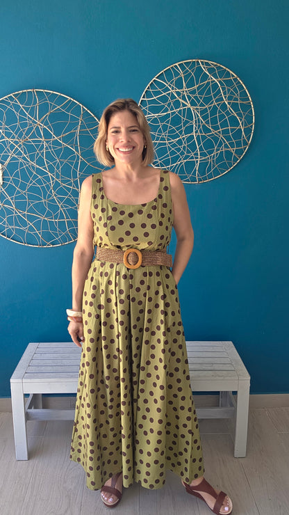 Polka Dots Belted Dress