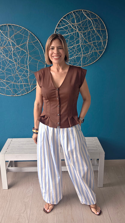 Light Blue and White Stripes Pants