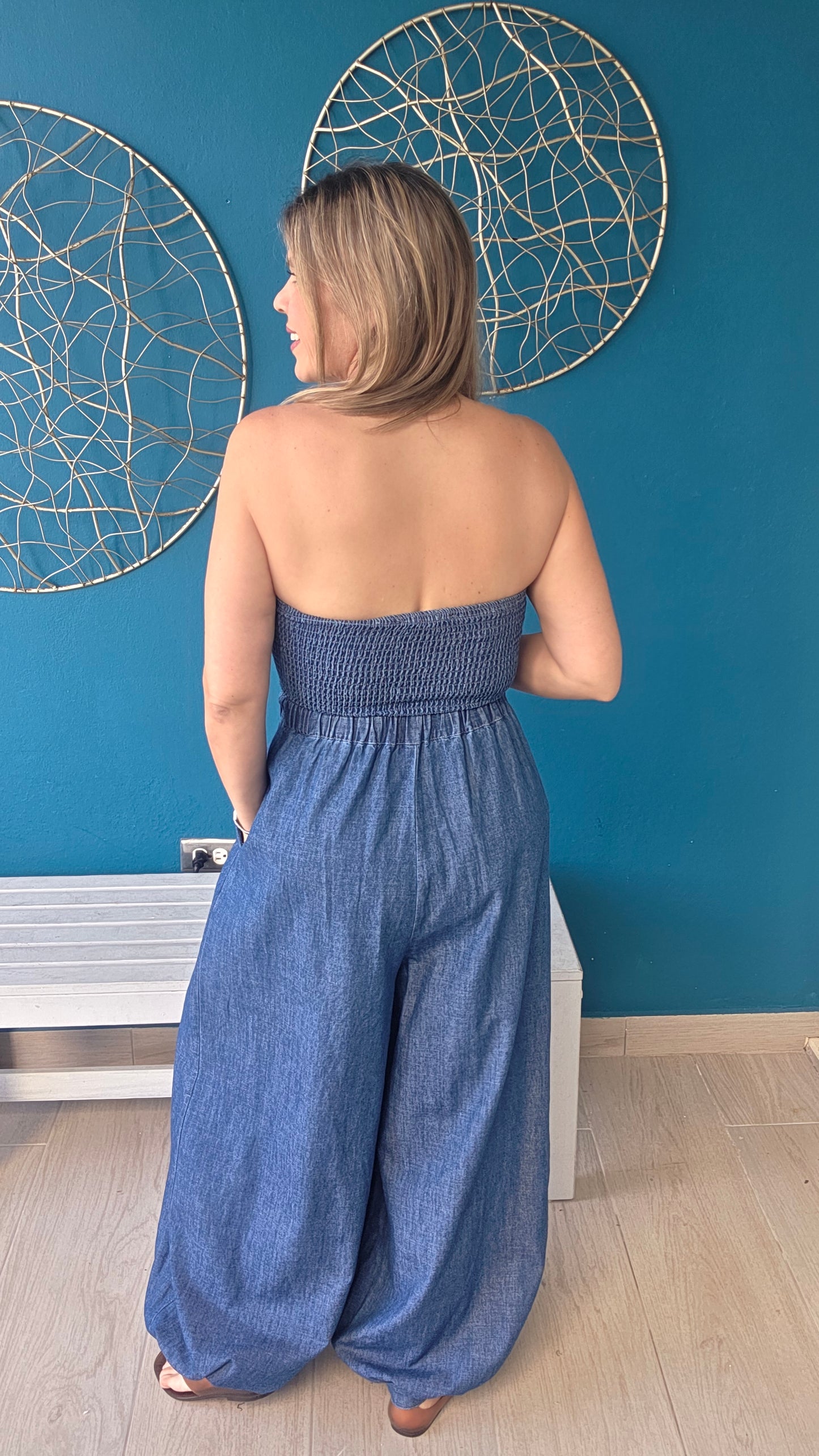 Strapless Denim Jumpsuit