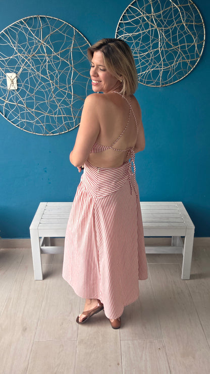 Tatiana Asymmetrical Striped Midi Dress