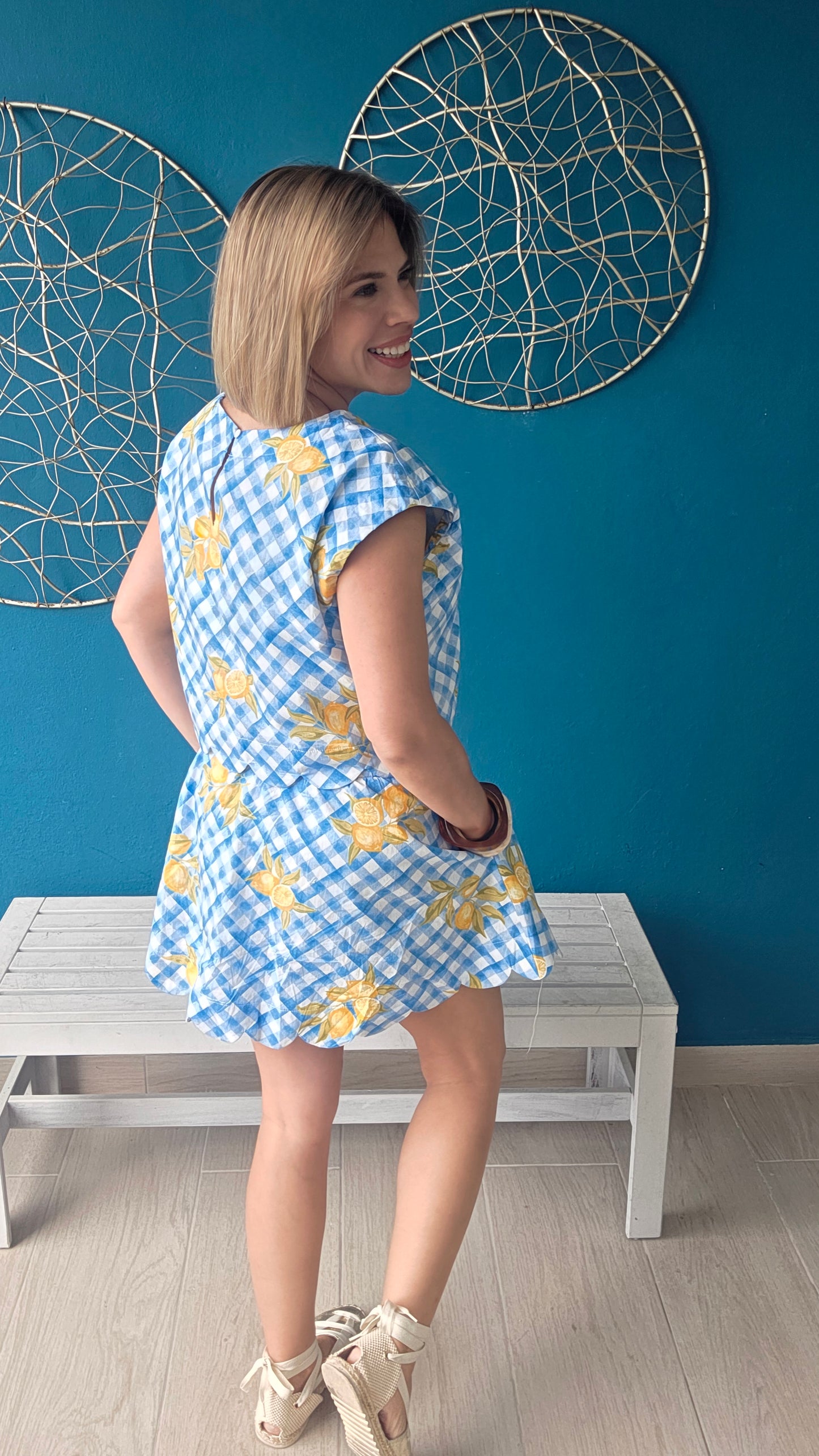 Gingham Lemons Skort Set