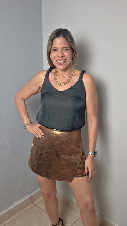 Gina Faux Leather Skort