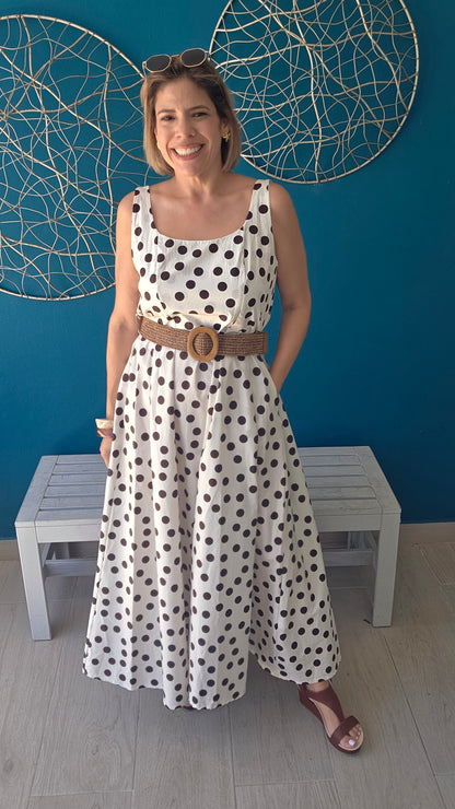 Polka Dots Belted Dress