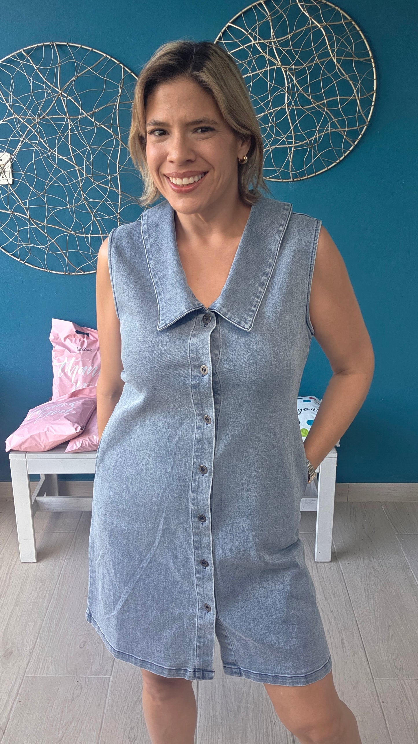 Alma Mini Denim Dress