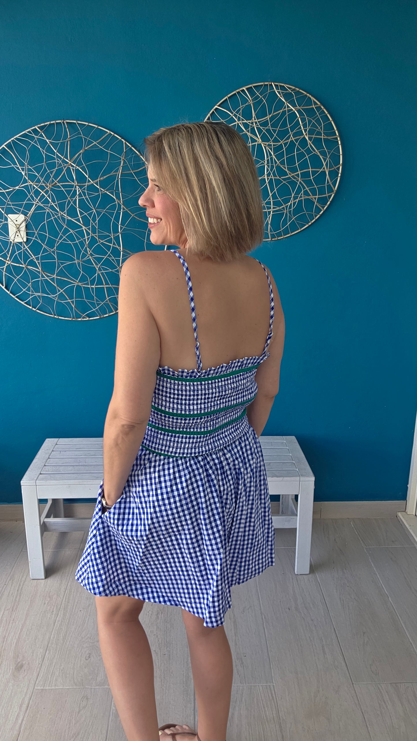 Blue Gingham Romper