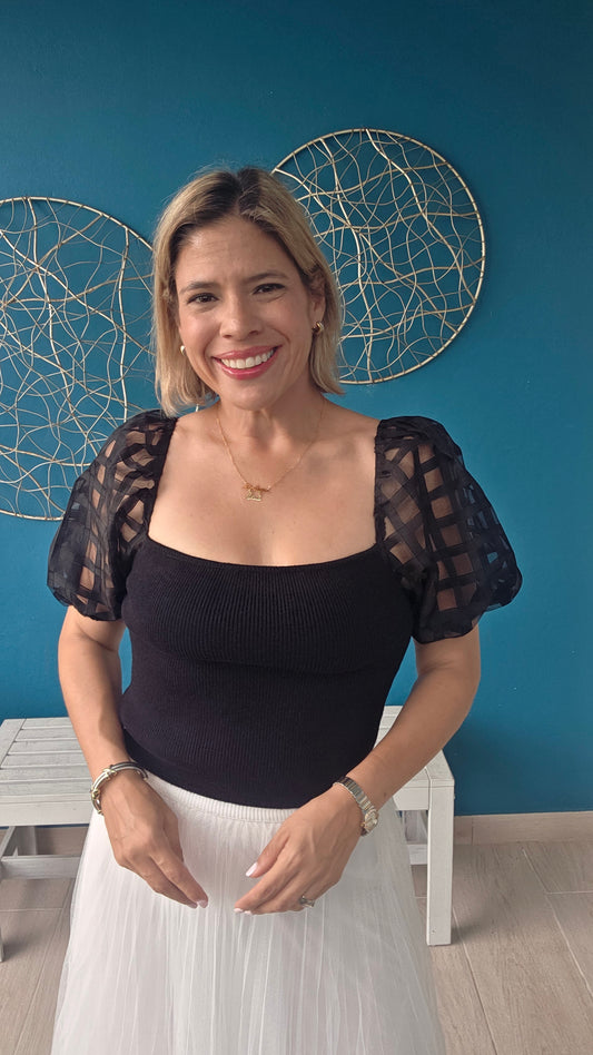 Black Mesh Top
