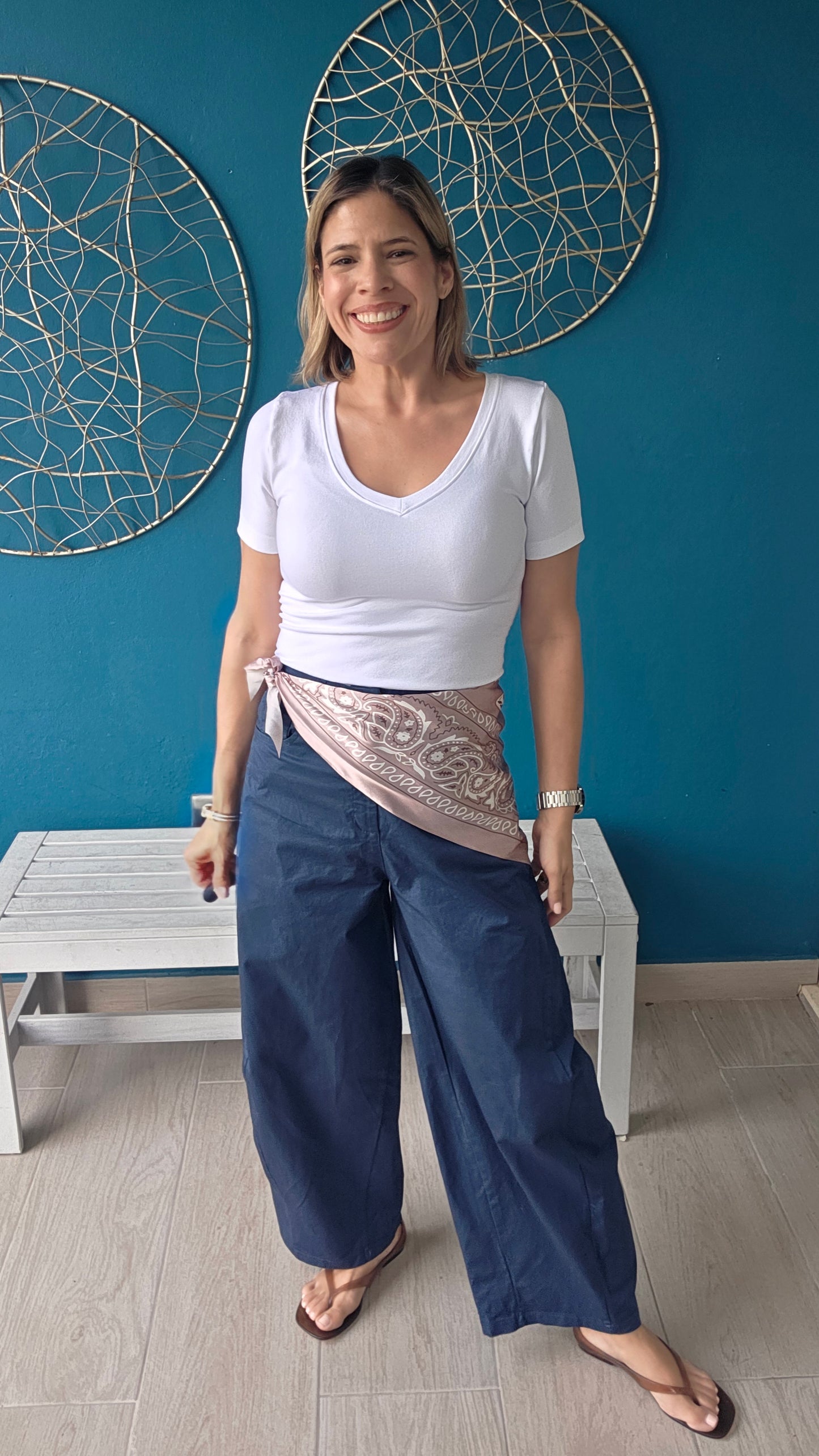 Barrel Pants with Scarf