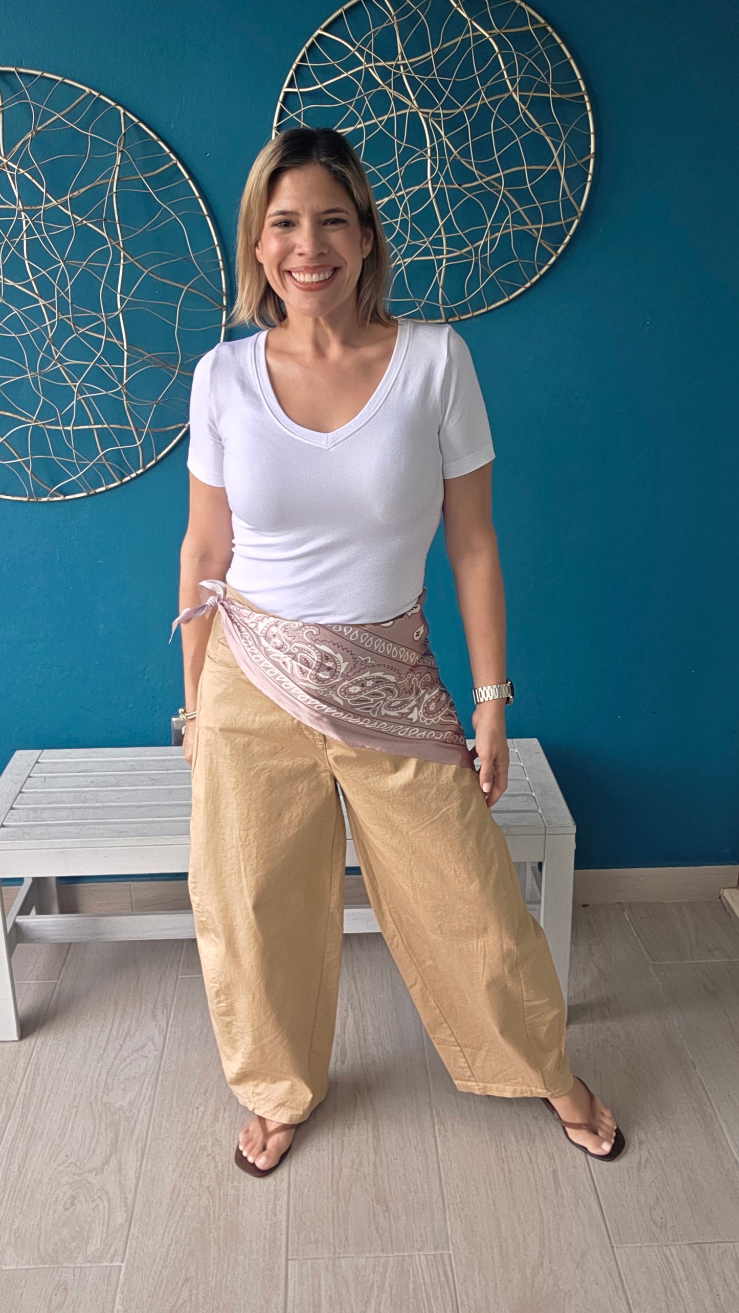 Barrel Pants with Scarf