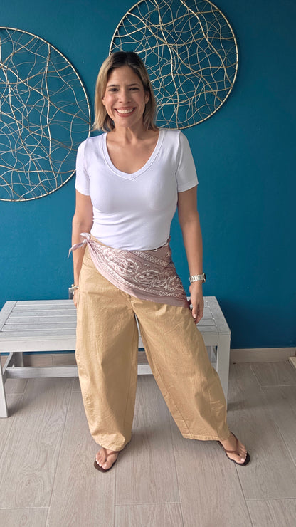 Barrel Pants with Scarf