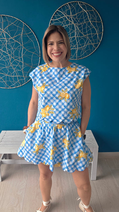 Gingham Lemons Skort Set