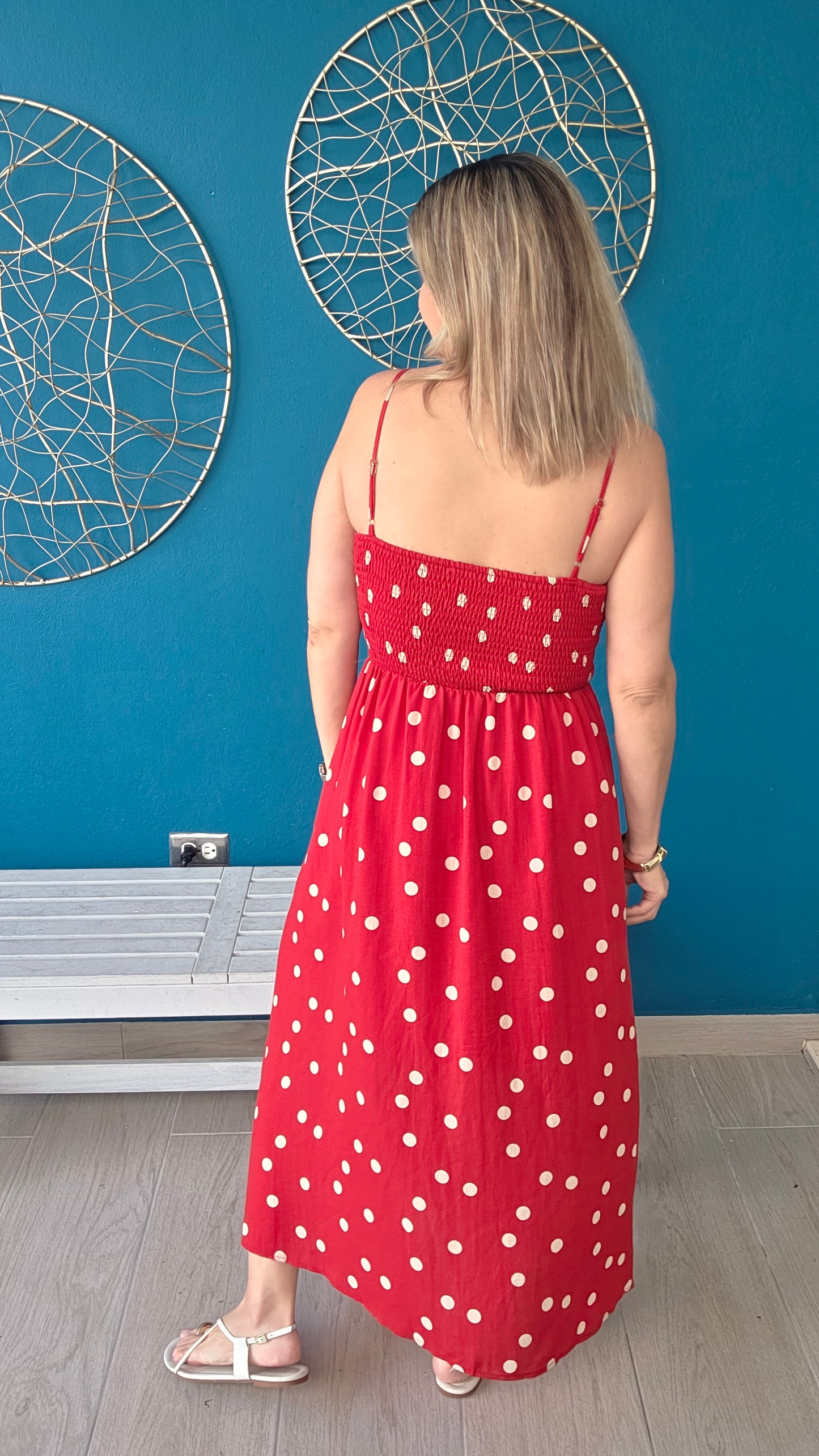 Polka Dot Red Midi Dress