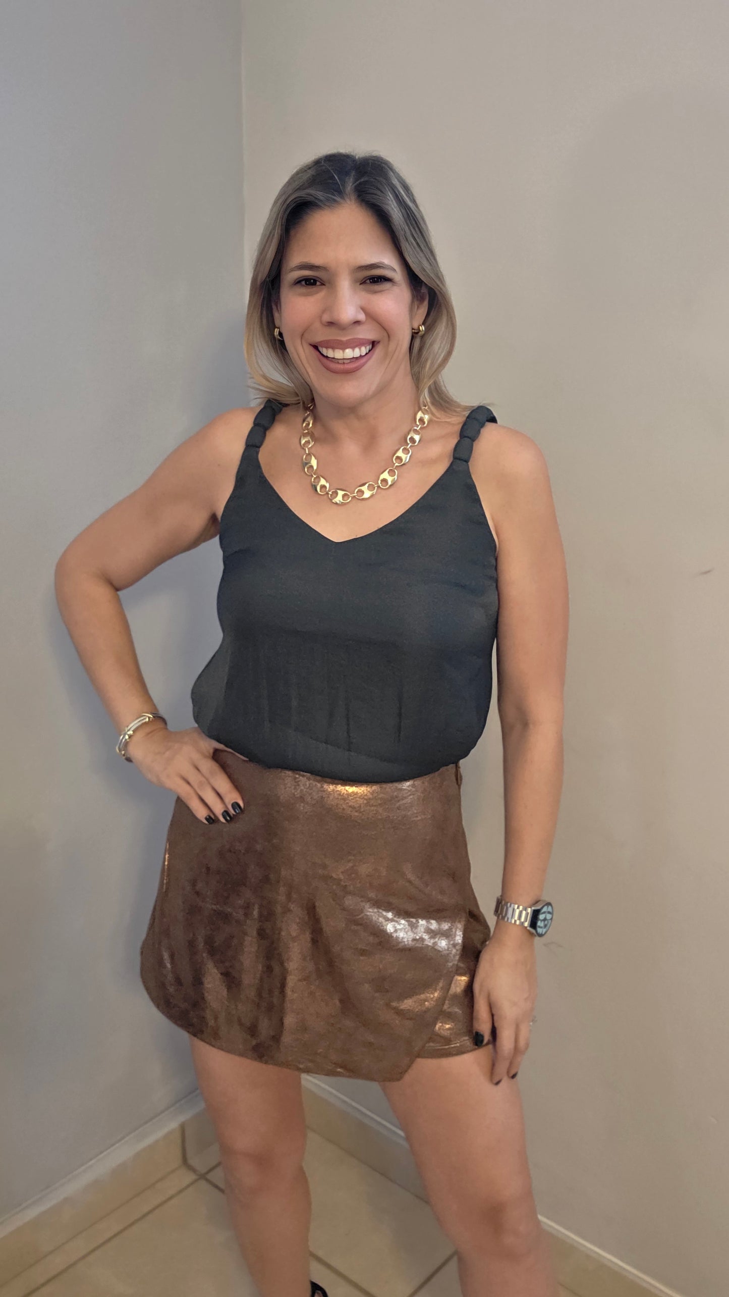 Gina Faux Leather Skort