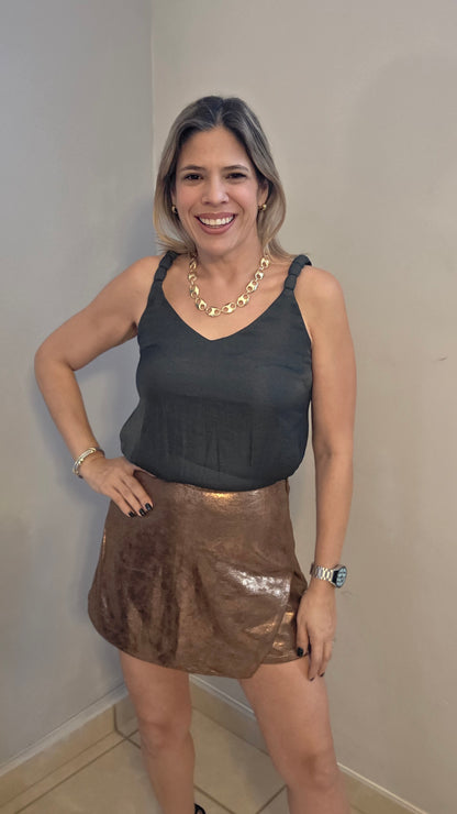 Gina Faux Leather Skort