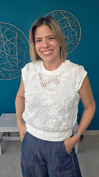 Rosette Crochet Top
