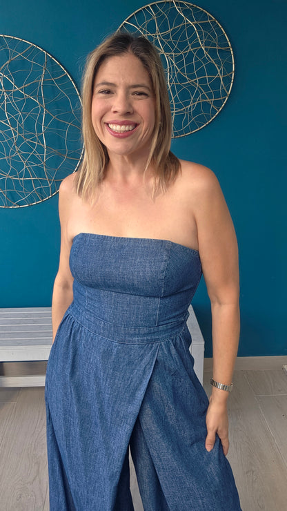 Strapless Denim Jumpsuit