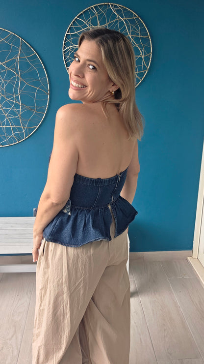 Peplum Denim Top