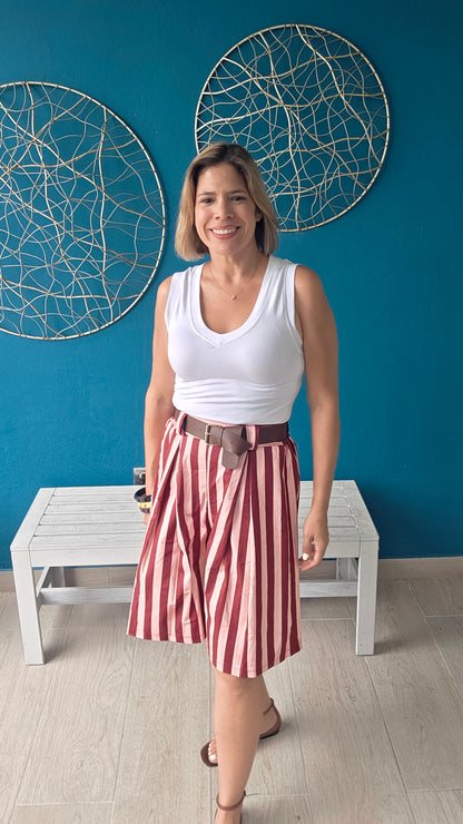 Striped Bermudas with Belt
