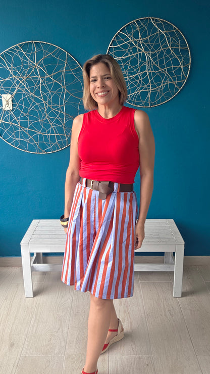 Striped Bermudas with Belt