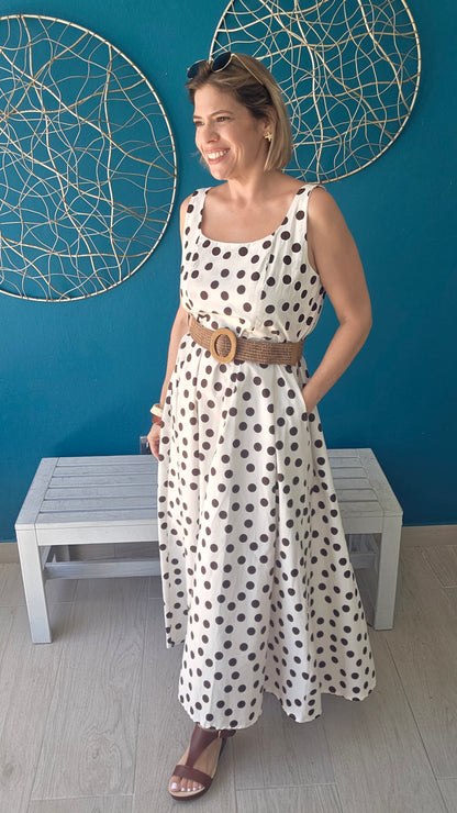Polka Dots Belted Dress