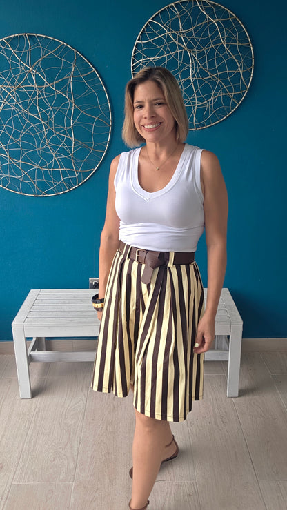 Striped Bermudas with Belt