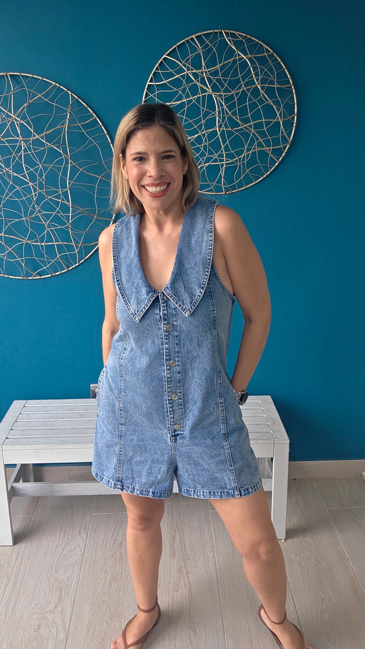 Elaine Denim Romper