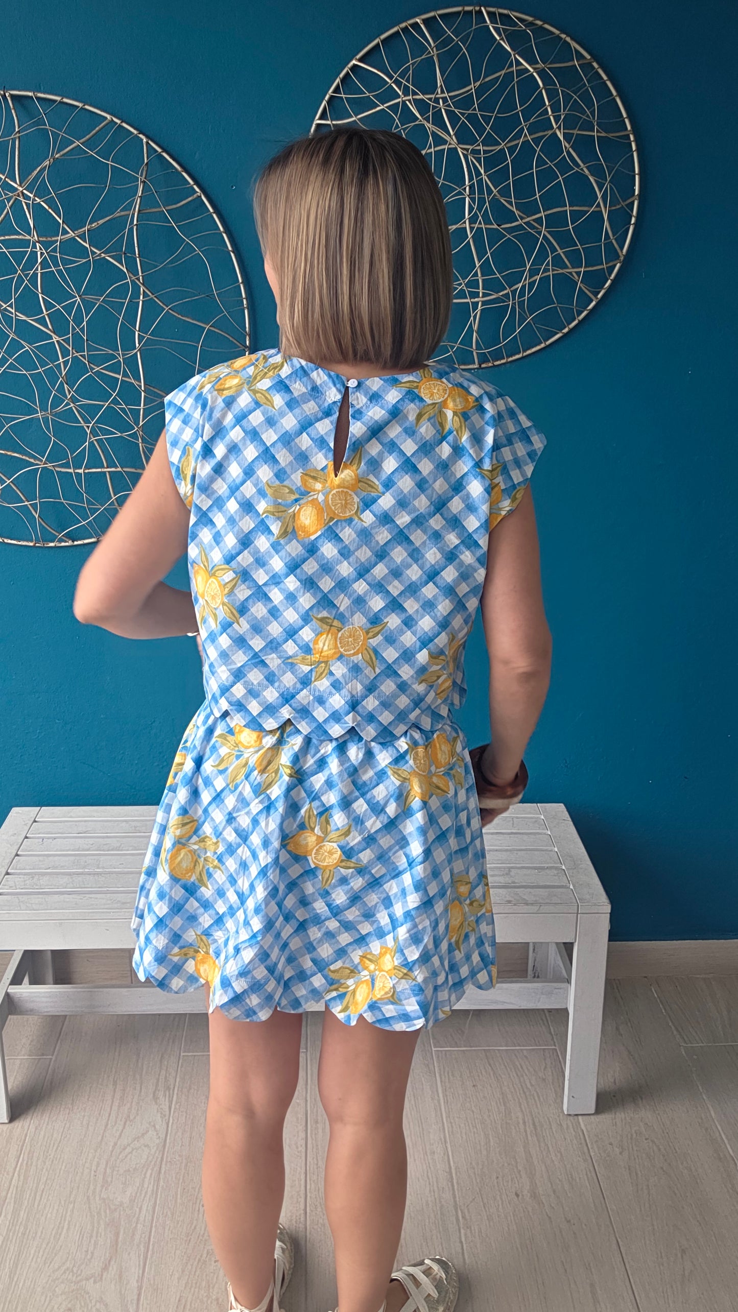 Gingham Lemons Skort Set