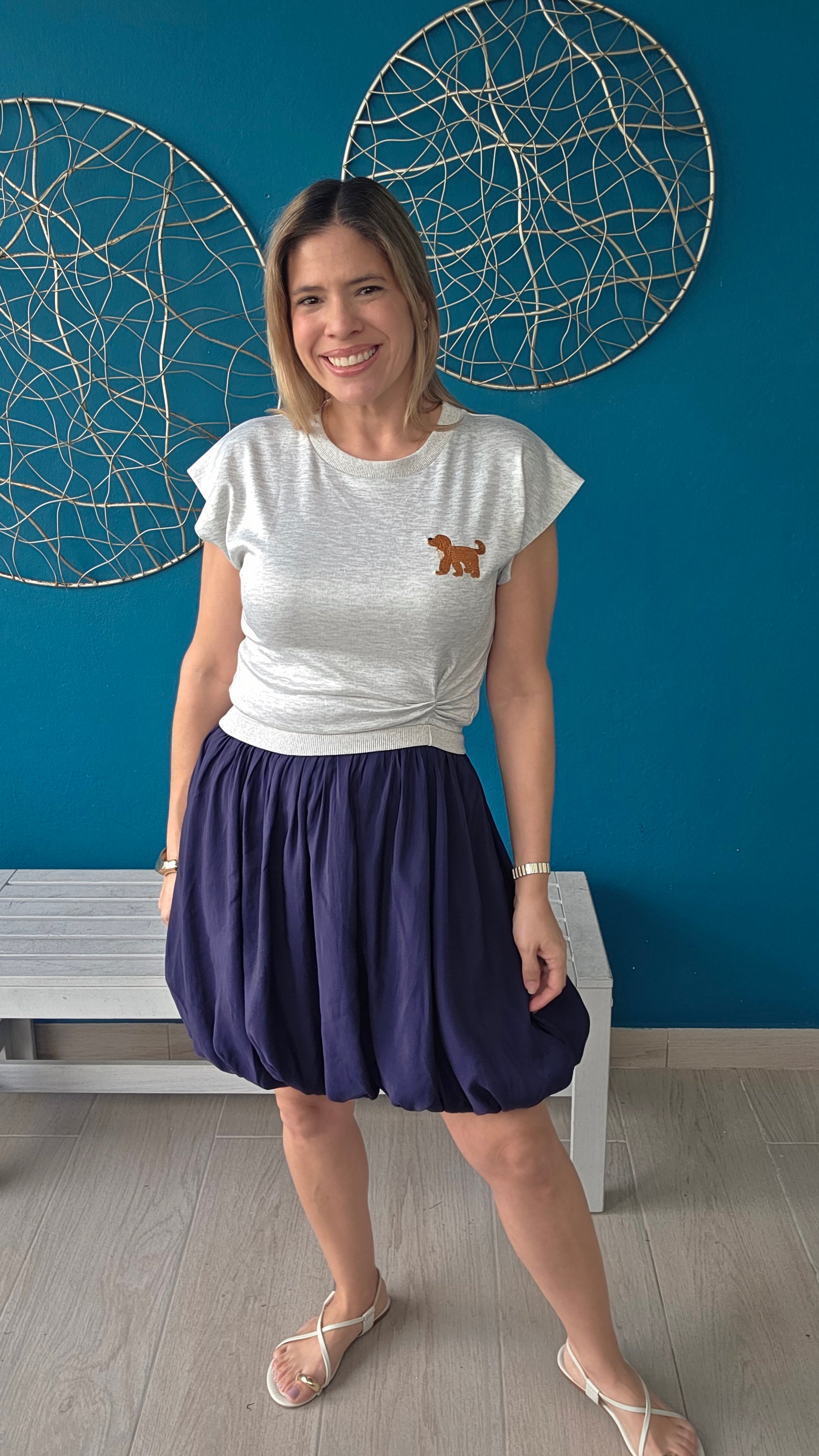 Puppy Asymmetrical Illussion Dress