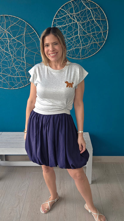 Puppy Asymmetrical Illussion Dress