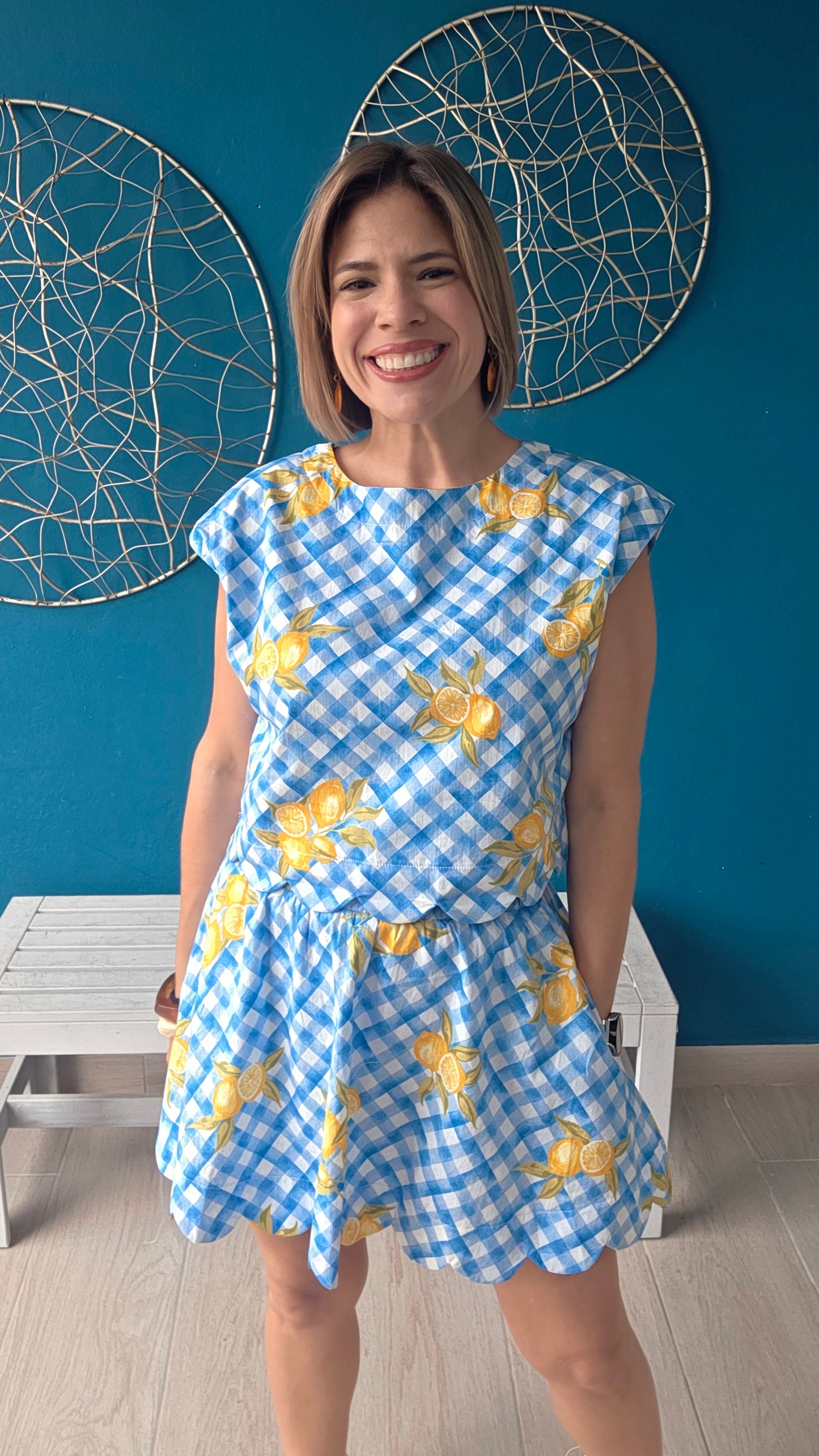 Gingham Lemons Skort Set