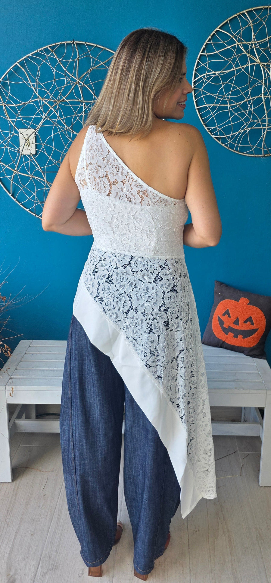 Own the Room Lace Asymmetric Top