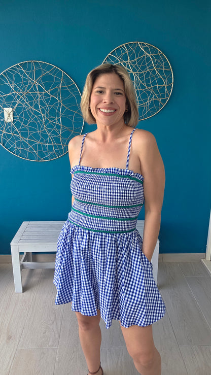 Blue Gingham Romper