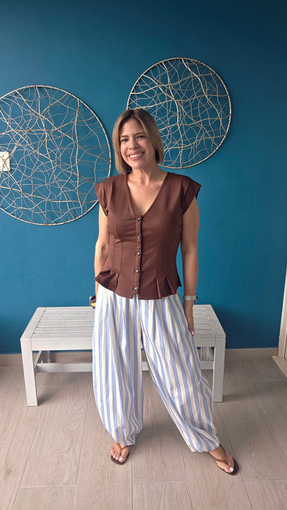 Light Blue and White Stripes Pants