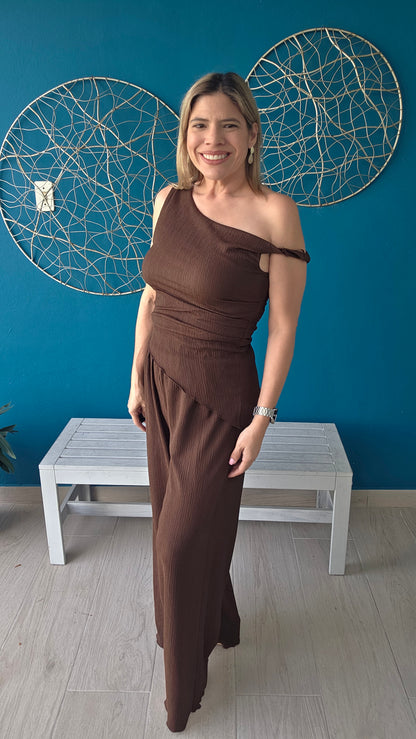 Chocolate Off Shoulder Set