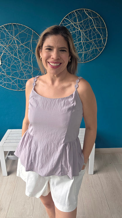 Button Detail Mauve Tank Top