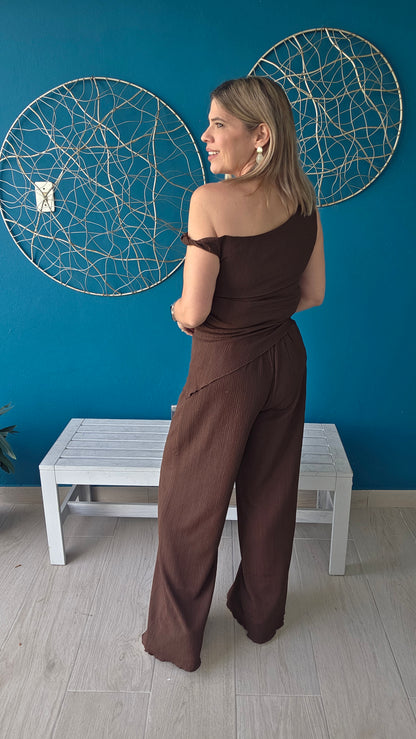 Chocolate Off Shoulder Set