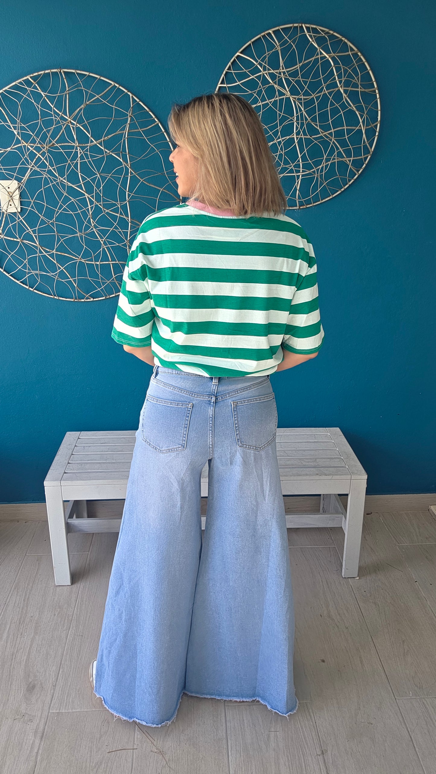 Flower Cut-out Palazzo Jeans