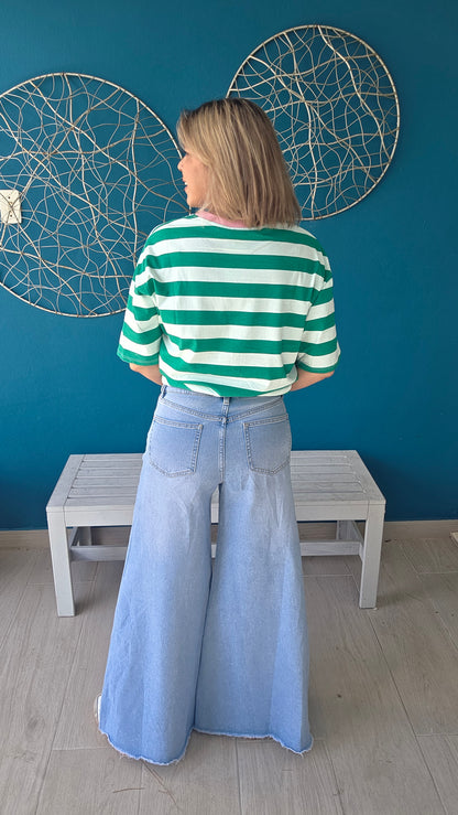 Flower Cut-out Palazzo Jeans