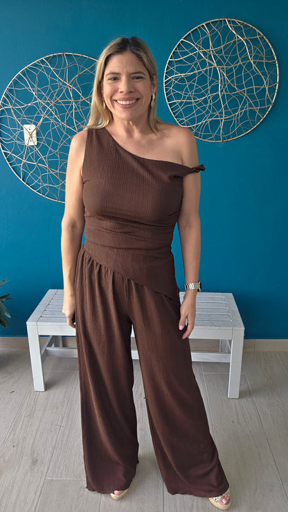 Chocolate Off Shoulder Set