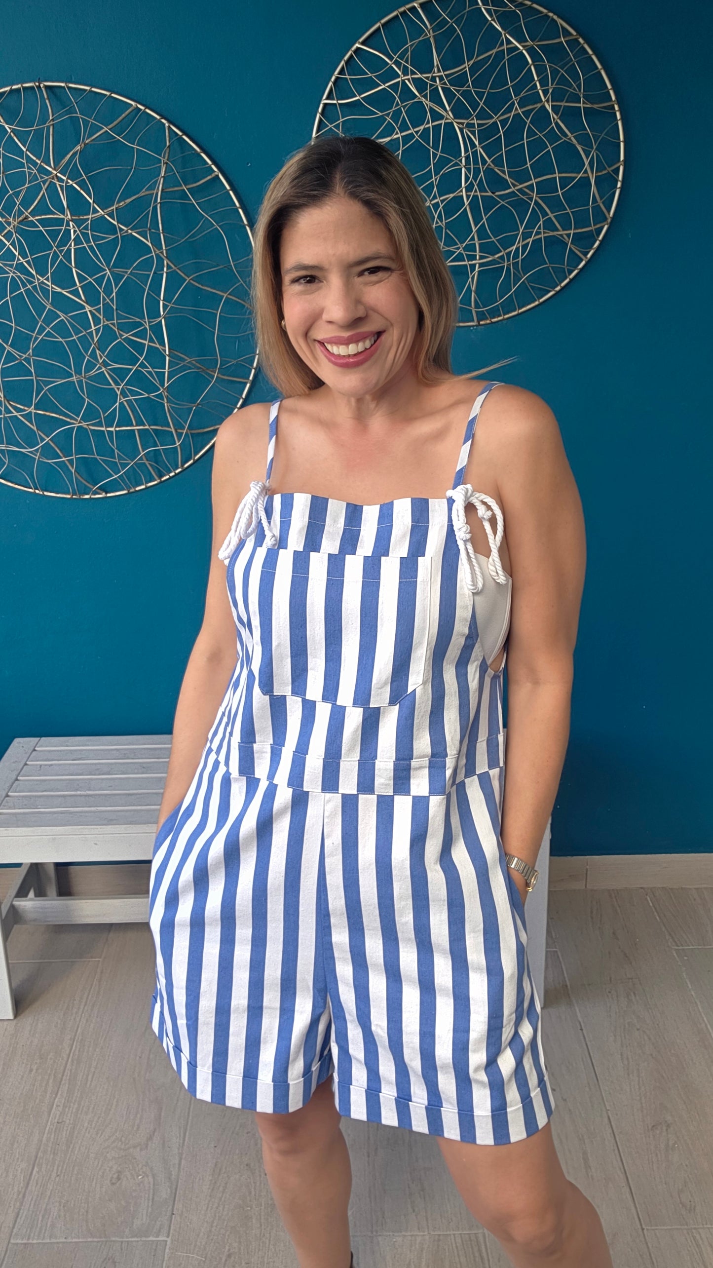 Striped Denim Romper