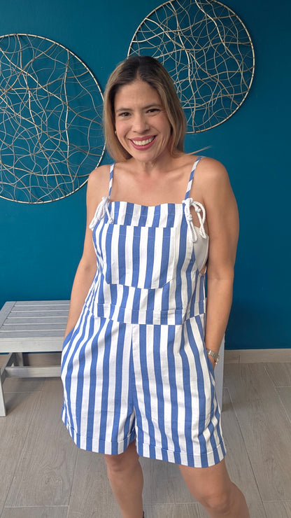 Striped Denim Romper
