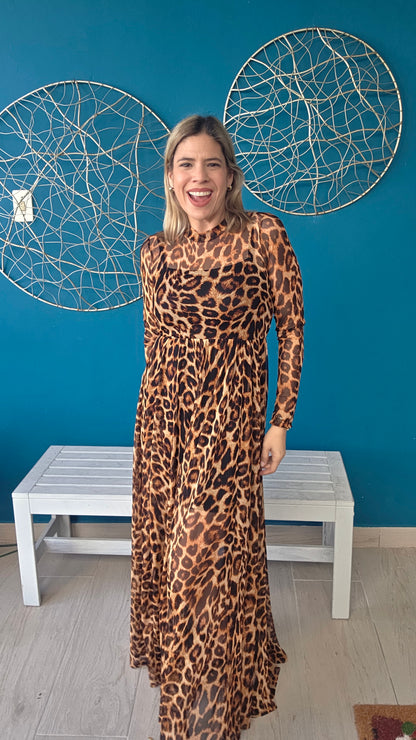 Animal Print Mesh Dress