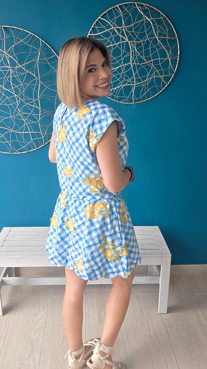 Gingham Lemons Skort Set