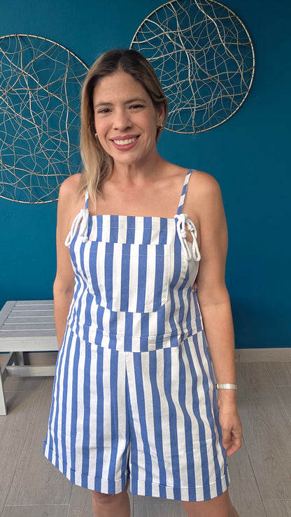 Striped Denim Romper