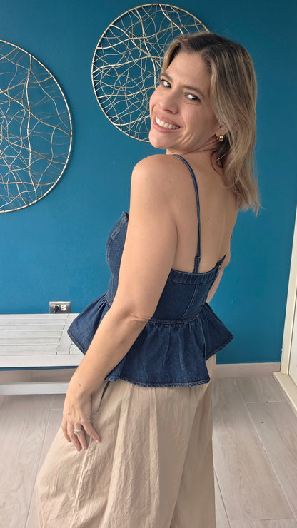Peplum Denim Top