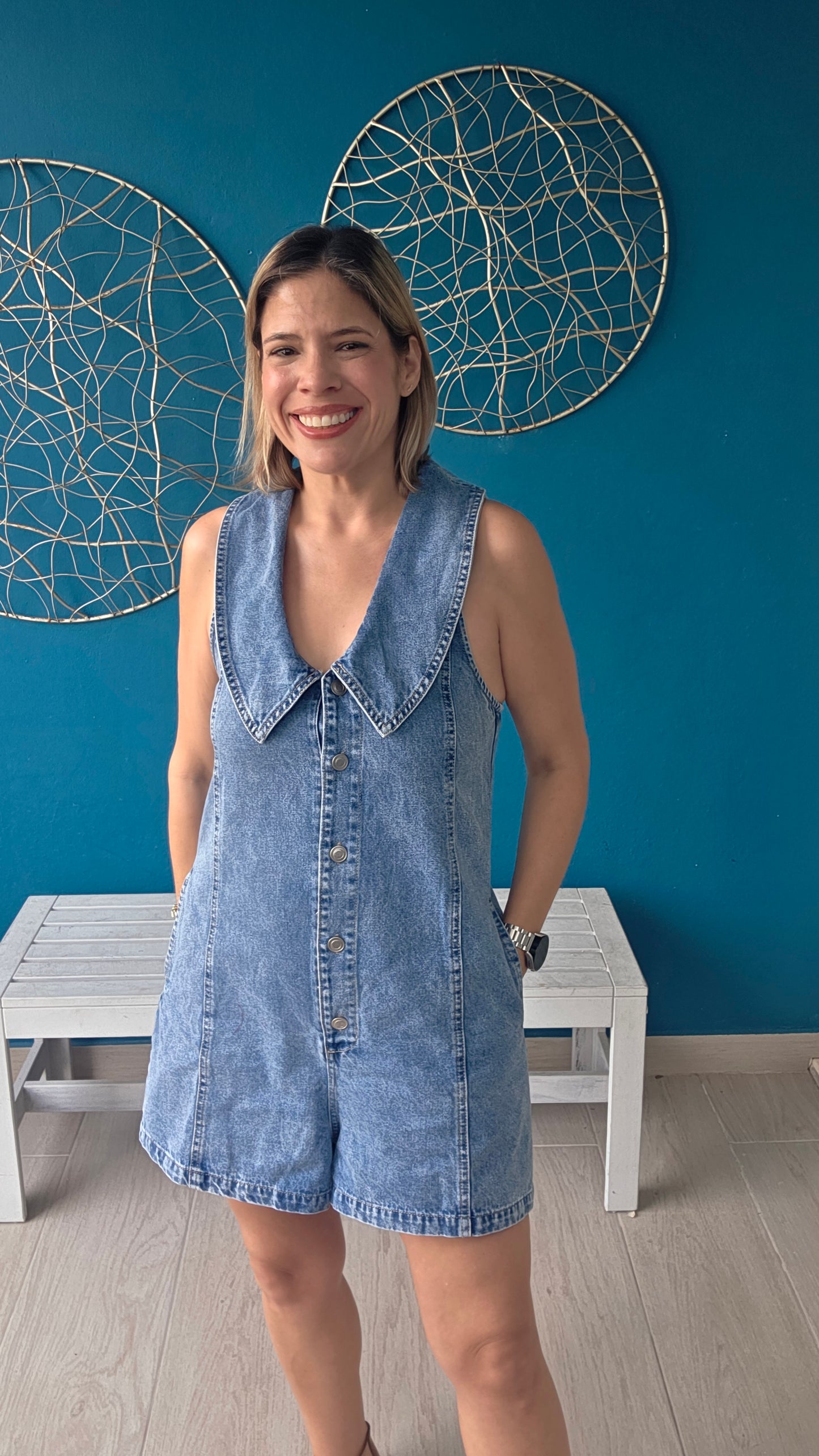 Elaine Denim Romper