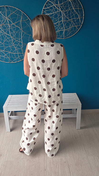 Polka Dot Linen Top
