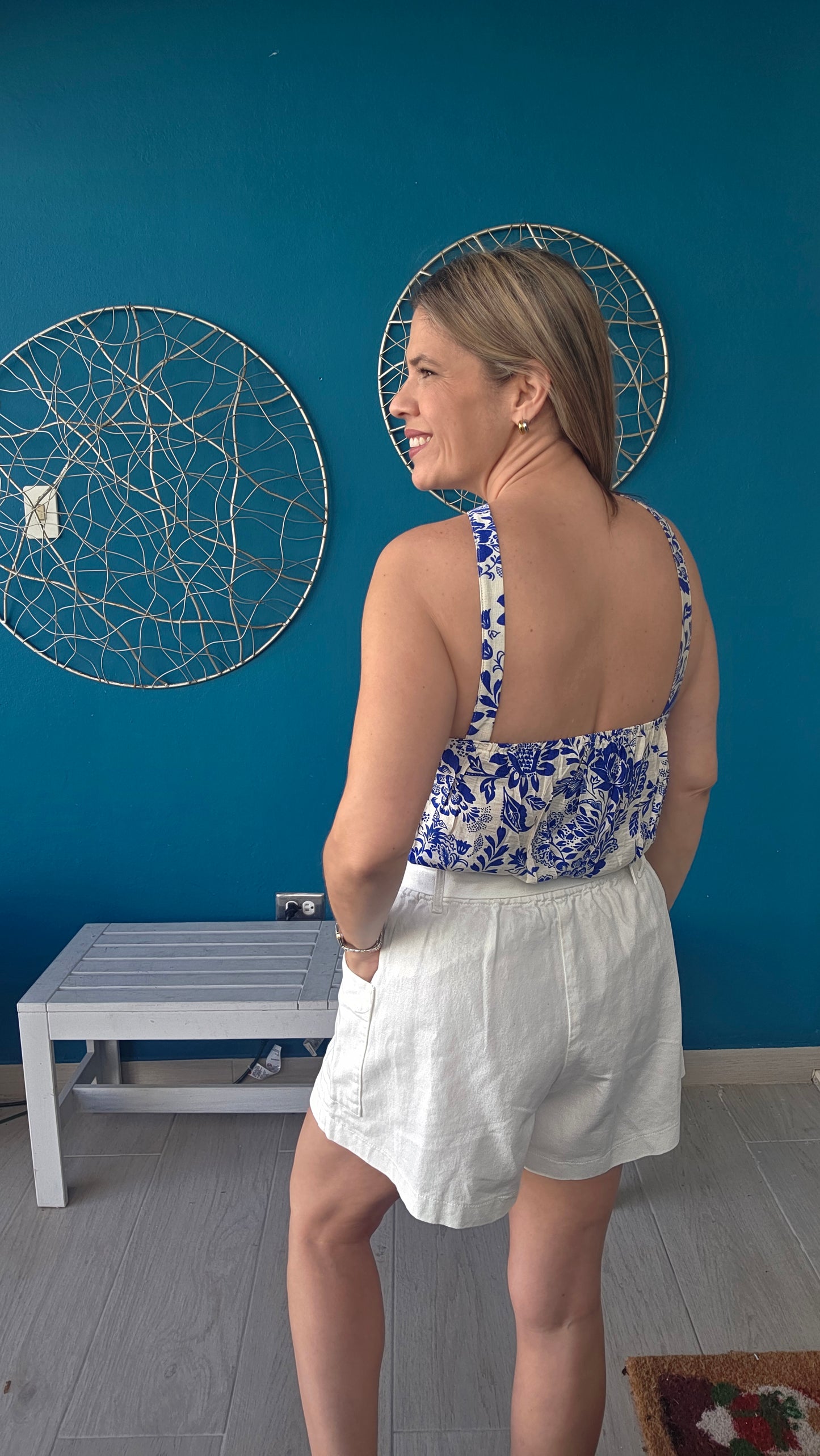 Halter Flowers Top - Blue