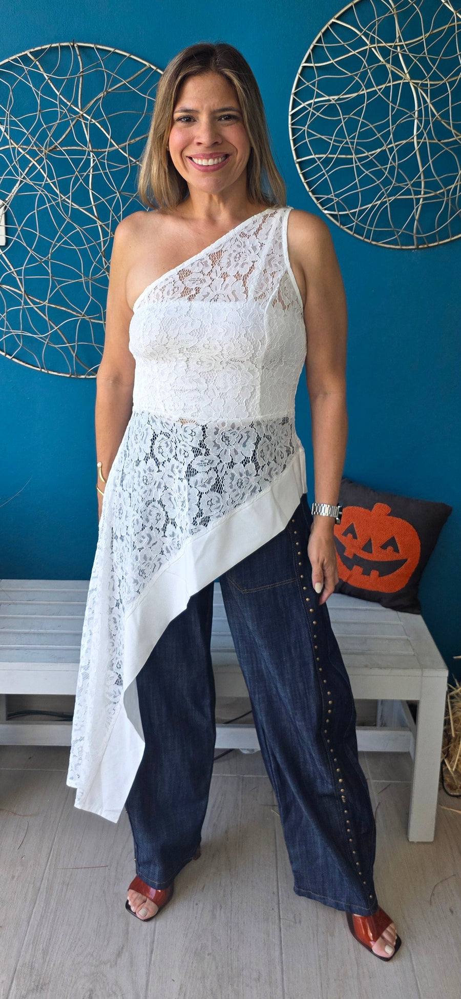 Own the Room Lace Asymmetric Top